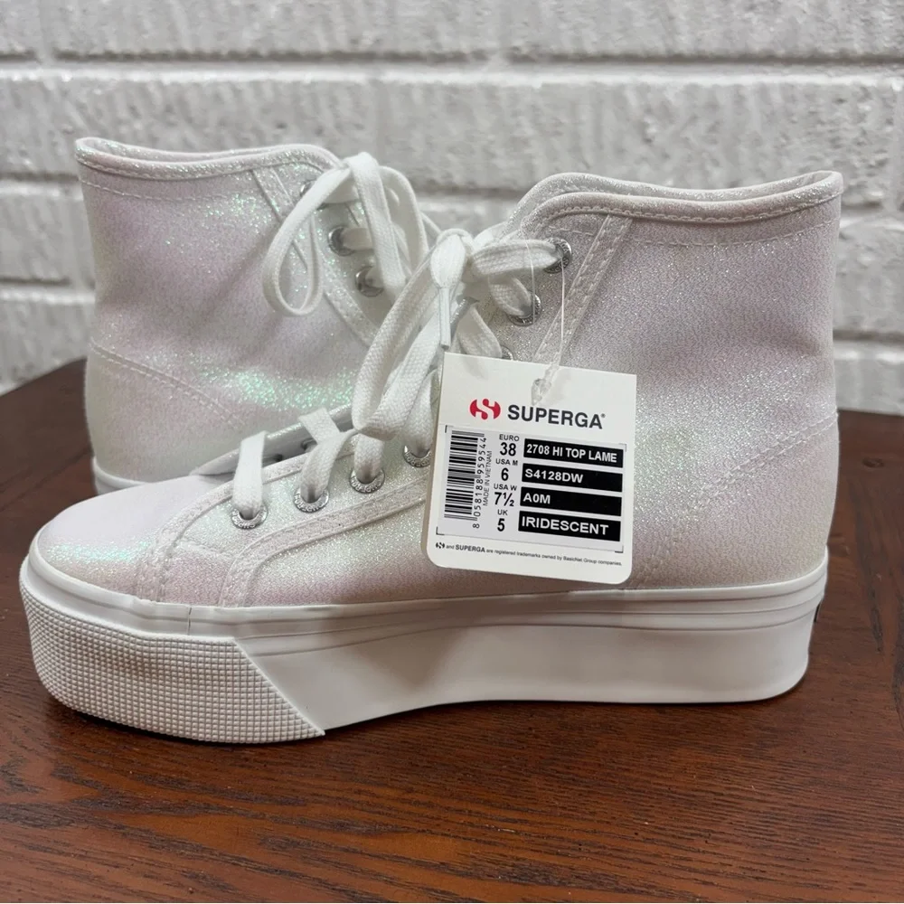 Superga‎ High Top Sneakers Lame Iridescent 2708 NWT 6